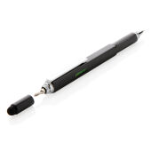 5-in-1 aluminium toolpen, zwart