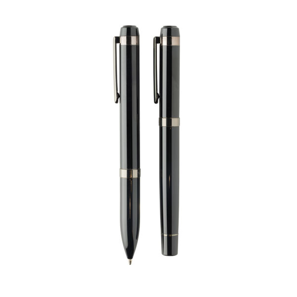 Swiss peak OSLO recycled stainless steel deluxe pen set, zwart Swiss peak OSLO recycled stainless steel deluxe pen set, zwart