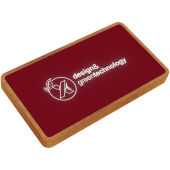 SCX.design P36 5000 mAh draadloze powerbank met oplichtend logo - Middenrood/Hout