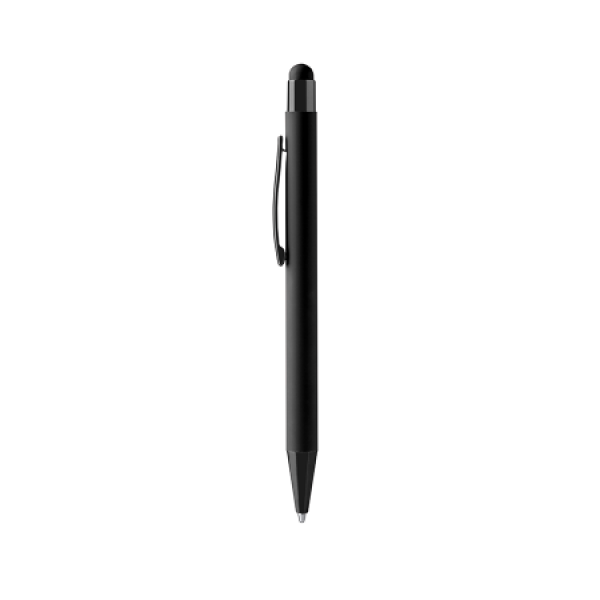 PERET, drukbalpen soft-touch met stylus. Geschikt voor lasergravure - zwart PERET, drukbalpen soft-touch met stylus. Geschikt voor lasergravure - zwart