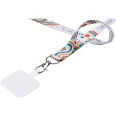 Addie sublimatie RPET-lanyard met telefoonhouder en veiligheidssluiting - Wit/Wit - 10mm