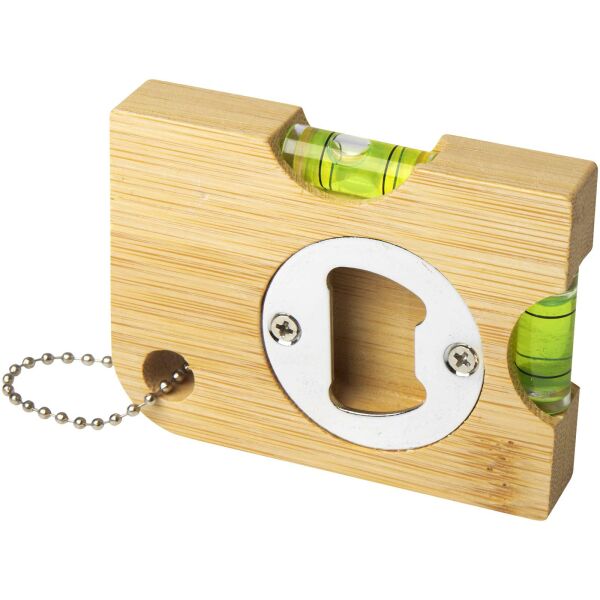 Levo flesopener van bamboe met waterpas