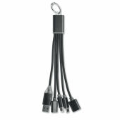 HUBLUE - 5-in-1 laadkabel sleutelhanger - Zwart