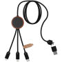 SCX.design C37 40W 5-in-1 oplaadkabel van RPET met oplichtend logo en ronde houten behuizing - Hout