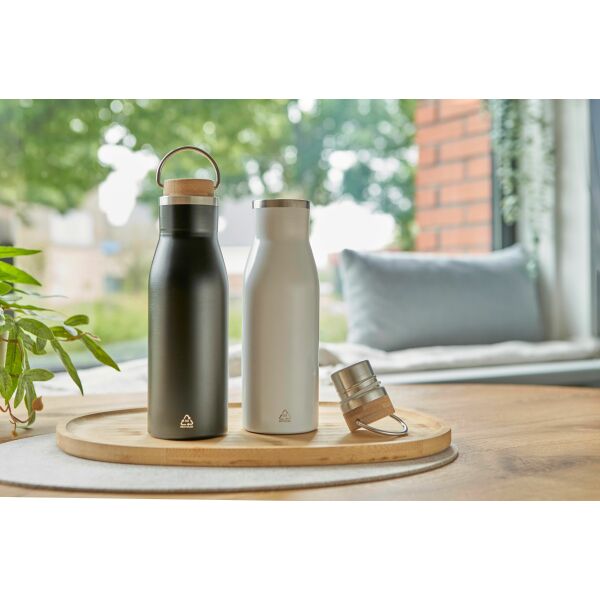 Gerecycled roestvrijstalen fles Aline zwart Gerecycled roestvrijstalen fles Aline zwart
