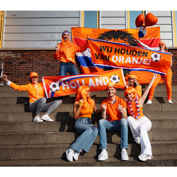 Oranje polyester vlag brullende leeuw XXL Oranje polyester vlag brullende leeuw XXL