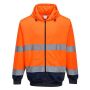 Hi-Vis Tweekleuren Hoody met rits orange/navy S