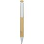 Rattan balpen van bamboe en gerecycled plastic (zwarte inkt) - Wit