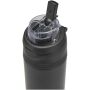 Theron 800 ml RCS enkelwandige gerecyclede roestvrijstalen waterfles, een deksel met dubbele functie en een uitklapbaar rietj - Zwart Theron 800 ml RCS enkelwandige gerecyclede roestvrijstalen waterfles, een deksel met dubbele functie en een uitklapbaar rietj - Zwart