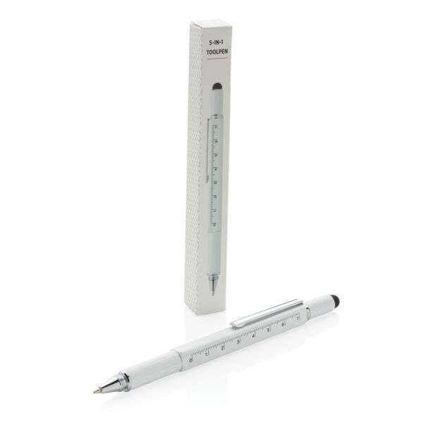 5-in-1 aluminium toolpen, wit 5-in-1 aluminium toolpen, wit