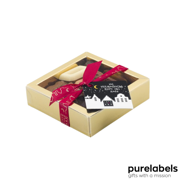 Sinterklaas chocolade | Gift box goud met kaartje | Sint Mix 125 gram