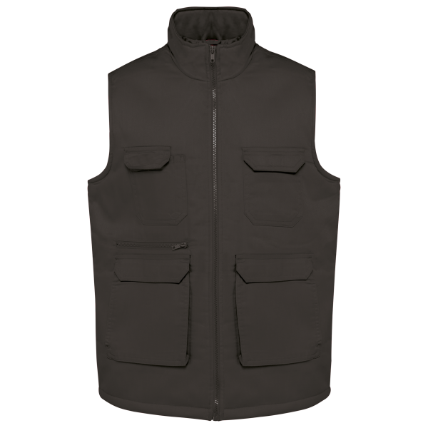 Gewatteerde uniseks bodywarmer van polykatoen multizakken Dark Grey 5XL Gewatteerde uniseks bodywarmer van polykatoen multizakken Dark Grey 5XL