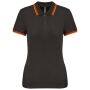 Damespolo met korte mouwen en contrasterende bies Dark Grey / Orange XS