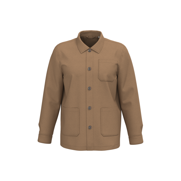 Gewaschene nachhaltige Unisex-Workerjacke Washed Dark Camel XS Gewaschene nachhaltige Unisex-Workerjacke Washed Dark Camel XS