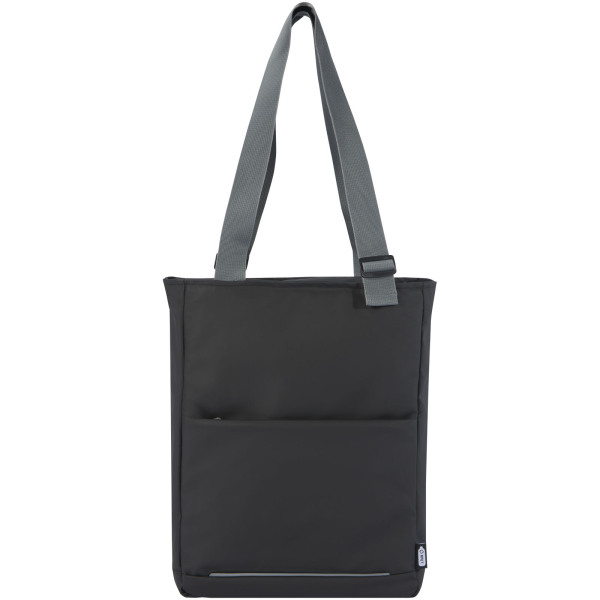Aqua 14" GRS recycled water resistant laptop tote bag 14L - Solid black