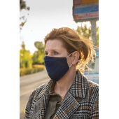 Herbruikbaar 2 laags katoenen gezichtsmasker, donkerblauw