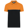 Ecologische uniseks polo met korte mouwen in twee kleuren Black / Orange XXL