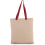 Platte shopper van canvas met contrasterend hengsel Natural / Cherry Red One Size Platte shopper van canvas met contrasterend hengsel Natural / Cherry Red One Size