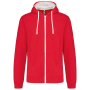 Herensweater met rits en capuchon in contrasterende kleur Red / White M