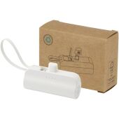 Alnair Type-C powerbank van 5000 mAh 10 W van gerecycled plastic met ingebouwde klapstandaard en 2 in 1 kabel - Wit