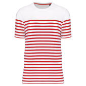 Marine-t-shirt ronde hals Bio heren White / Red Stripe M