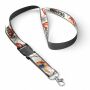Afneembare polyester keycord met gesublimeerde satijnen overlay