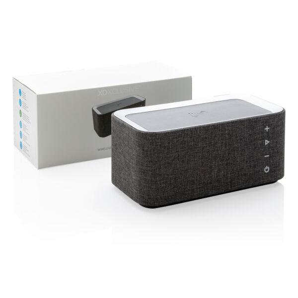 Vogue speaker met 5W draadloze oplader, grijs, zwart Vogue speaker met 5W draadloze oplader, grijs, zwart