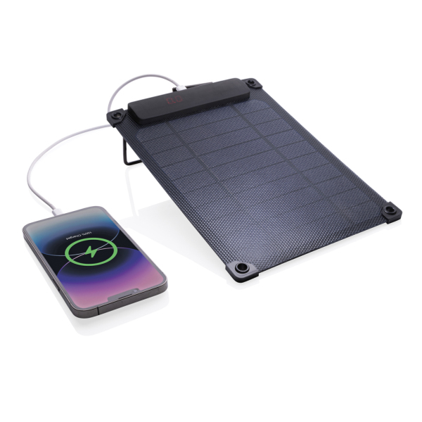 Solarpulse gerecycled plasticf draagbaar solar panel 5W, zwart