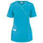 Damesblouse van polykatoen met drukknopen Light Turquoise 3XL