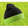 RECYCLED BLACK COMPASS BEANIE, BLACK / LIME, One size, RESULT