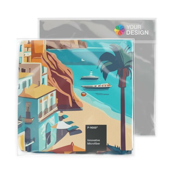 Universeel microvezeldoekje 30x30 cm met individuele inlegkaart, all-inclusive-pakket