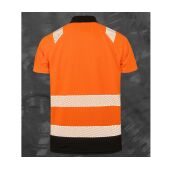 RECYCLED SAFETY POLO SHIRT, FLUORESCENT ORANGE / BLACK, 4XL/5XL, RESULT