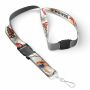 Afneembare polyester keycord met gesublimeerde satijnen overlay