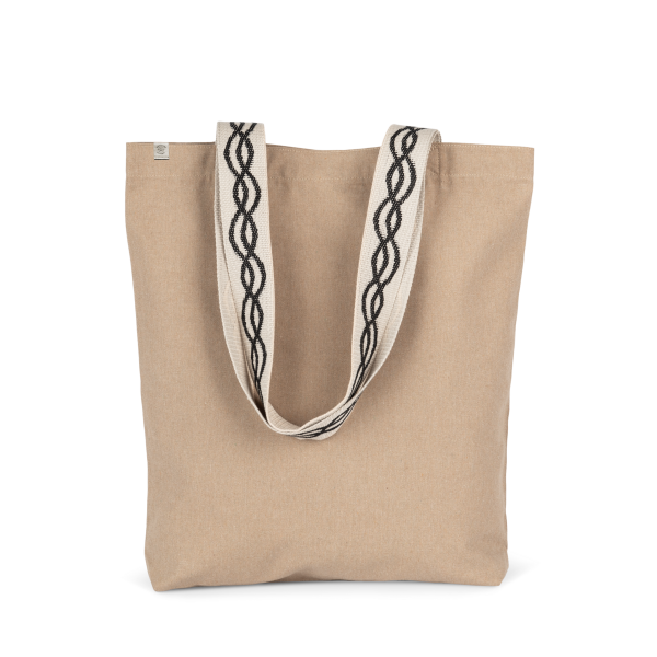 Gerecyclede shopper met platte bodem Hemp / Curve Black One Size Gerecyclede shopper met platte bodem Hemp / Curve Black One Size
