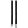 Lucetto recycled aluminium ballpoint and rollerball pen gift set - Solid black