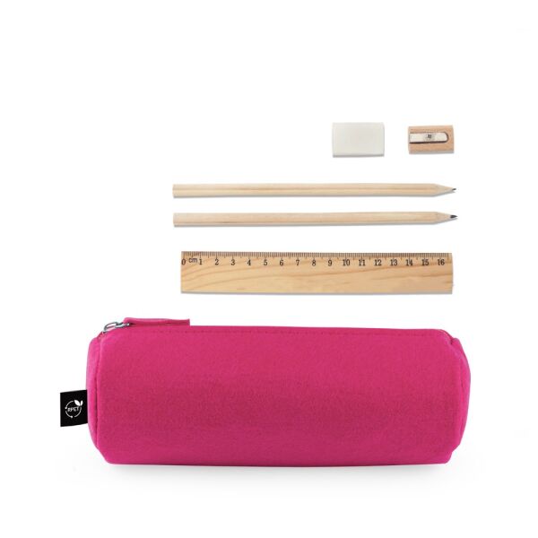 NOMAD. Multifunctionele etui van gerecycled vilt (100% rPET) met liniaal, potloden, gum en puntenslijper