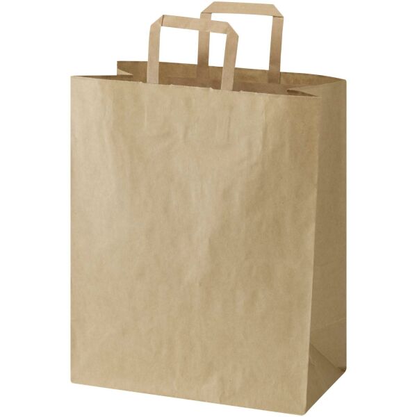 Kraft papieren tas 80–90 g/m² met platte handvatten – 32 x 17 x 39 cm - Kraftbruin Kraft papieren tas 80–90 g/m² met platte handvatten – 32 x 17 x 39 cm - Kraftbruin
