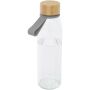 Porto 500 ml glazen waterfles met siliconen handgreep en bamboe deksel - Grijs