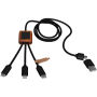 SCX.design C38 40W 5-in-1 oplaadkabel van RPET met oplichtend logo en vierkante houten behuizing - Blauw/Hout