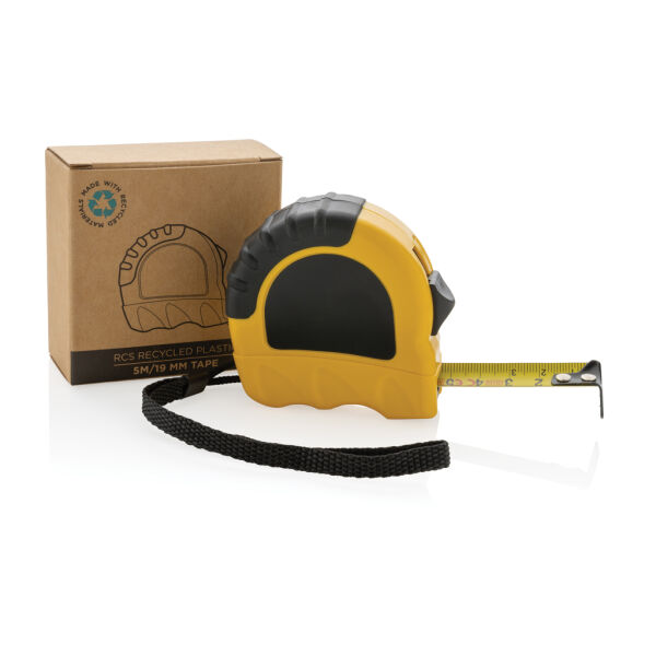 RCS gerecycled plastic 5M/19 mm rolmaat, geel, zwart RCS gerecycled plastic 5M/19 mm rolmaat, geel, zwart