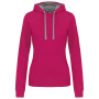 Damessweater met capuchon in contrasterende kleur Fuchsia / Fine Grey XS