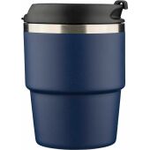 ?Gerecycled roestvrijstalen dubbelwandige drinkbeker (175 ml) Oli zwart