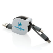 3-in-1 kabel met oprolmechanisme, zwart