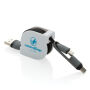 3-in-1 kabel met oprolmechanisme, zwart