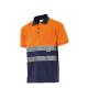 TWO-TONE HIGH VISIBILITY SHORT SLEEVE POLO SHIRT, FLUO ORANGE/NAVY, 3XL, VELILLA