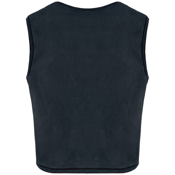 Ecologisch cropped mouwloos dames-T-shirt Washed Coal Grey XS Ecologisch cropped mouwloos dames-T-shirt Washed Coal Grey XS
