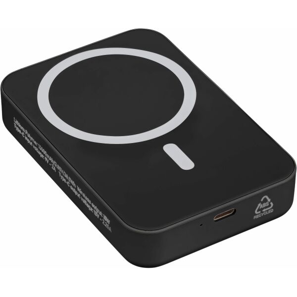 Gerecyclede draadloze oplader powerbank Meno zwart Gerecyclede draadloze oplader powerbank Meno zwart