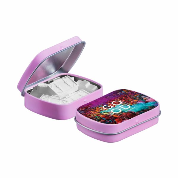 Mini scharnierblikje met vorm pepermunt Roze Koffer Mini scharnierblikje met vorm pepermunt Roze Koffer