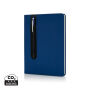 Standaard hardcover PU A5 notitieboek met stylus pen, donkerblauw