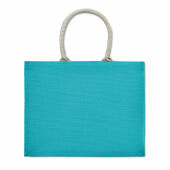 AURA - Jute tas met katoenen hengsels - Turquoise